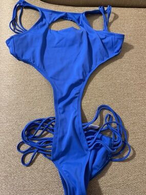 Hot Miami Styles Royal Blue Strappy One-Piece Swim